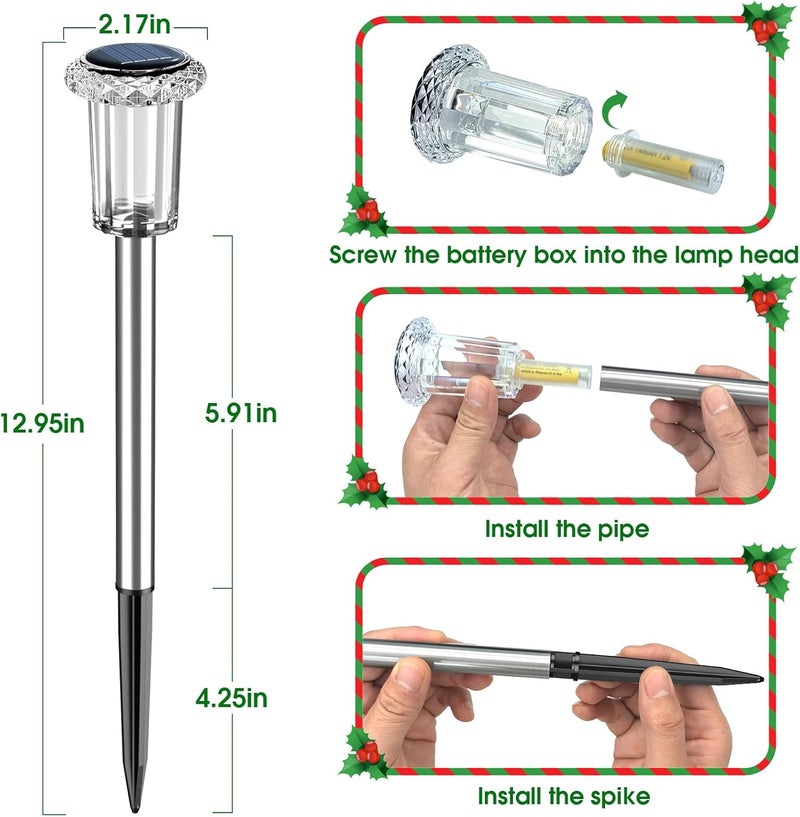 Eyrosa Solar Outdoor Lights, 10 Pack Waterproof Stainless Steel Solar Stake Lights for Pathway Garden Yard Path Walkway Driveway Lawn Patio Outside Decor, Cool White - Image 3